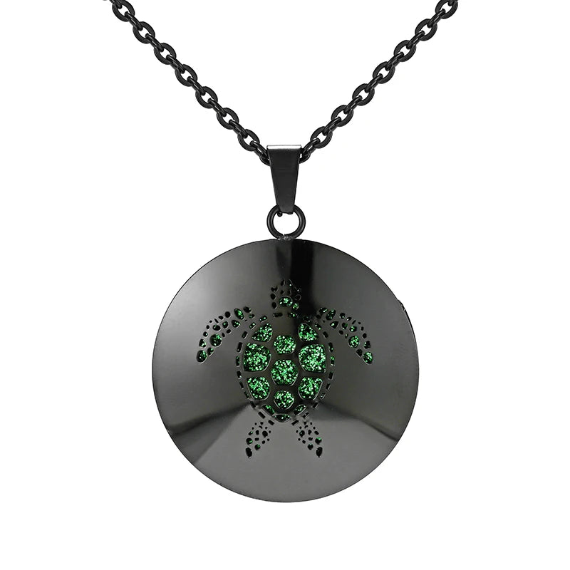 Aromatherapy Black Stainless Steel Pendant Necklace – Diffuser Jewelry for Men & Women