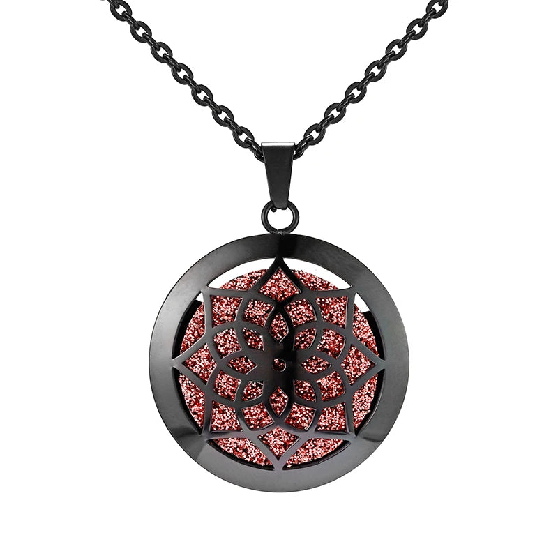 Aromatherapy Black Stainless Steel Pendant Necklace – Diffuser Jewelry for Men & Women