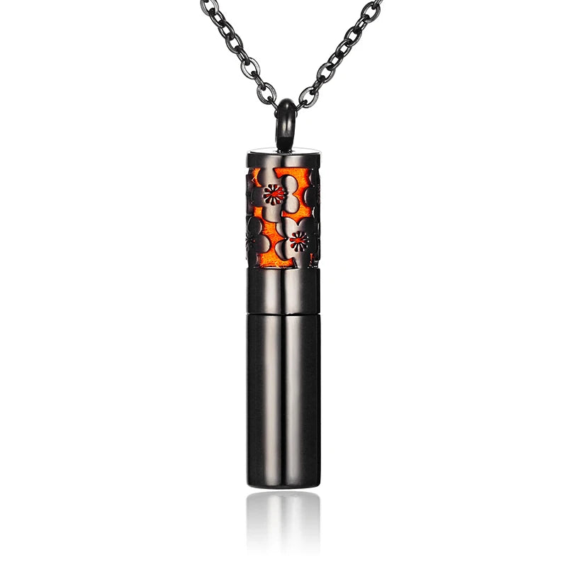 Aromatherapy Black Stainless Steel Locket Necklace – Diffuser Jewelry for Men & Women