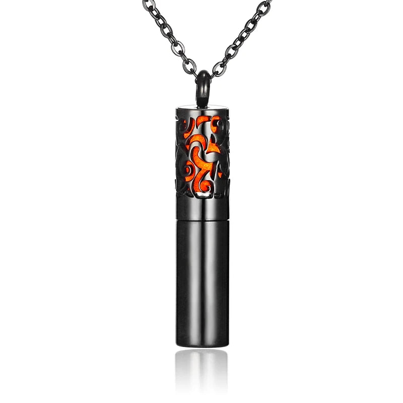 Aromatherapy Black Stainless Steel Locket Necklace – Diffuser Jewelry for Men & Women