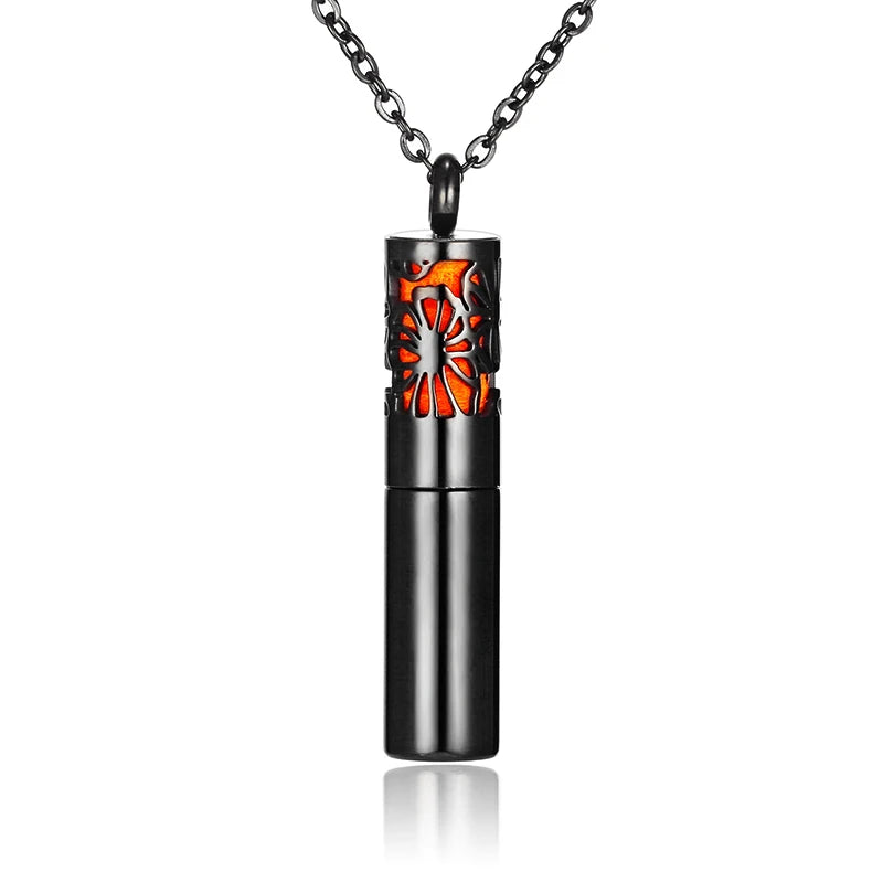 Aromatherapy Black Stainless Steel Locket Necklace – Diffuser Jewelry for Men & Women