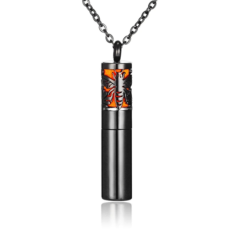 Aromatherapy Black Stainless Steel Locket Necklace – Diffuser Jewelry for Men & Women