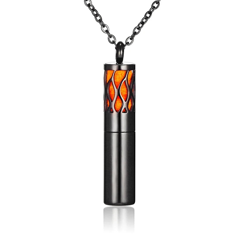 Aromatherapy Black Stainless Steel Locket Necklace – Diffuser Jewelry for Men & Women