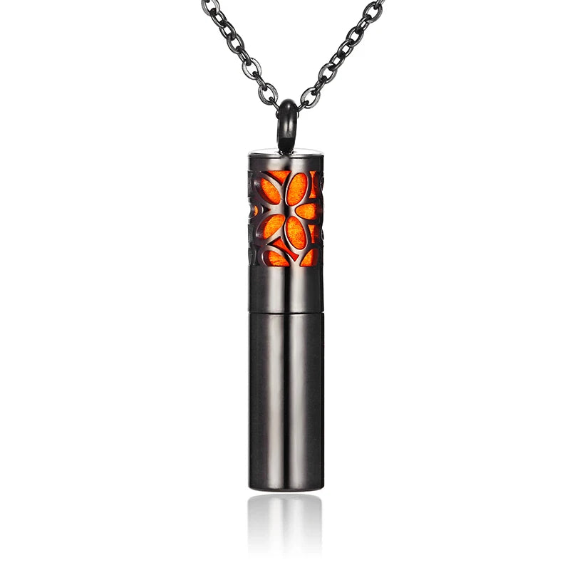 Aromatherapy Black Stainless Steel Locket Necklace – Diffuser Jewelry for Men & Women