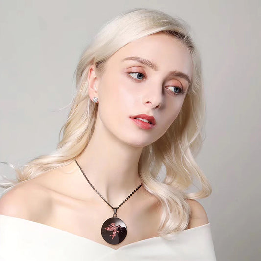 Aromatherapy Black Stainless Steel Pendant Necklace – Diffuser Jewelry for Men & Women