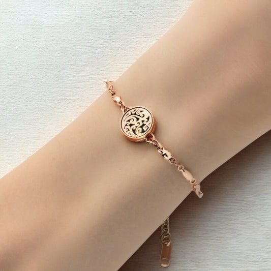 Aromatherapy Rose Gold Stainless Steel Locket Bracelet – Diffuser Jewelry for Men & Women