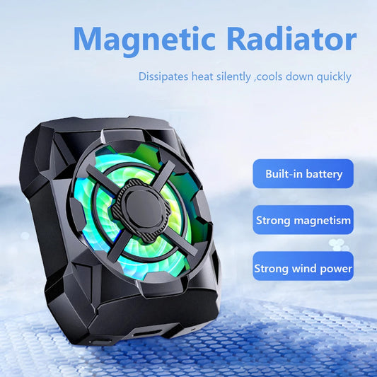 Magnetic Wireless Phone Cooler – Silent 3-Speed Rechargeable Radiator with Blue Light for Mobile Gaming