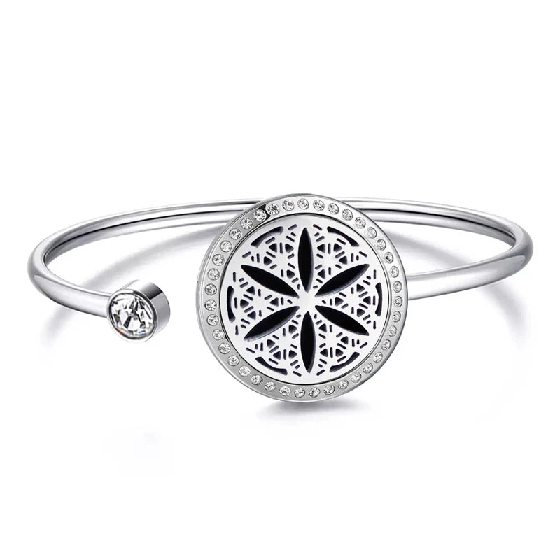 Snow 25Mm Magnet Aroma Locket Stainless Steel Essential Oils Aromatherapy Locket Bracelet Can Wiggle up and Down
