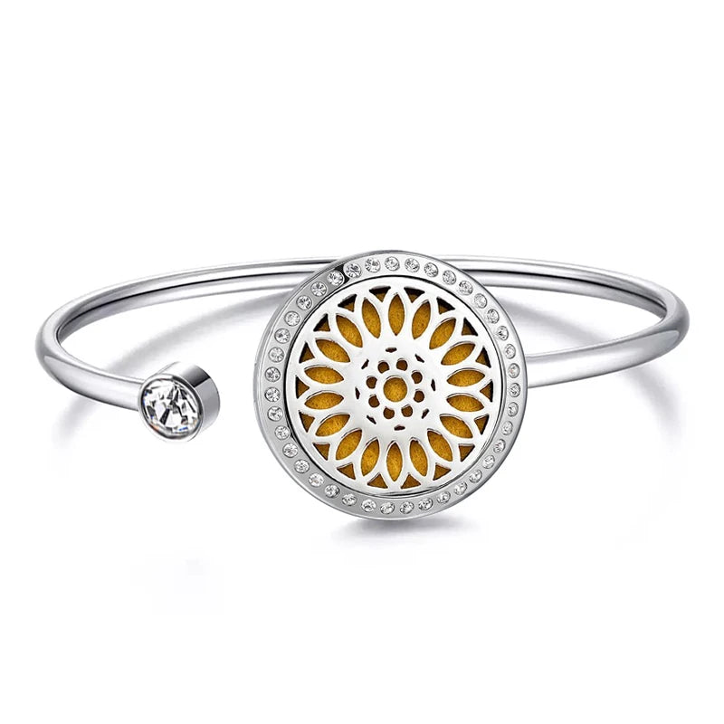 Snow 25Mm Magnet Aroma Locket Stainless Steel Essential Oils Aromatherapy Locket Bracelet Can Wiggle up and Down