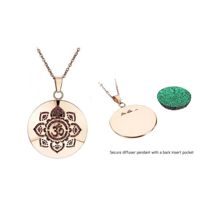 Aromatherapy Rose Gold Stainless Steel Pendant Necklace – Diffuser Jewelry for Men & Women