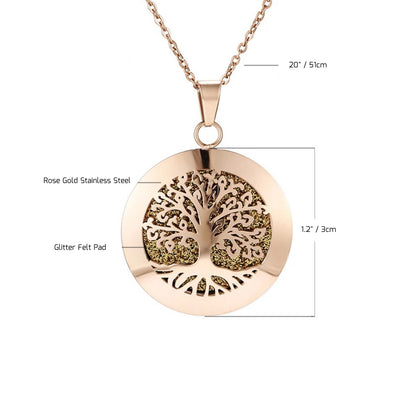 Aromatherapy Rose Gold Stainless Steel Pendant Necklace – Diffuser Jewelry for Men & Women