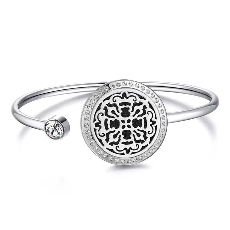 Snow 25Mm Magnet Aroma Locket Stainless Steel Essential Oils Aromatherapy Locket Bracelet Can Wiggle up and Down