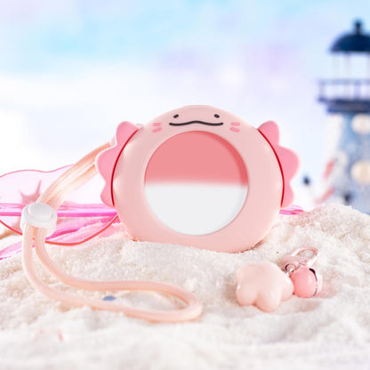 Cute Protective Case for GO Plus+, Soft Silicone Cover Shell with Heart-Shaped Charm and Adjustable Wrist Strap - Pink Axolotls