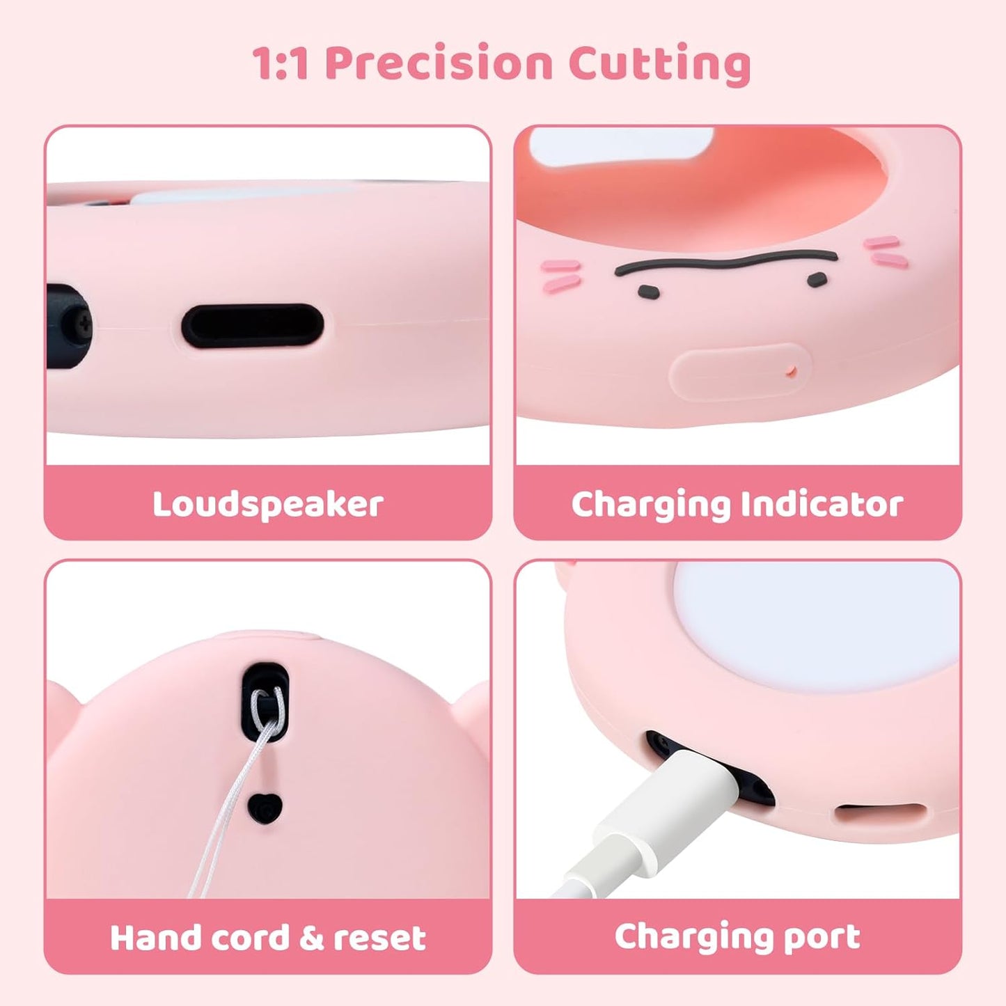 Cute Protective Case for GO Plus+, Soft Silicone Cover Shell with Heart-Shaped Charm and Adjustable Wrist Strap - Pink Axolotls