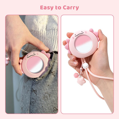 Cute Protective Case for GO Plus+, Soft Silicone Cover Shell with Heart-Shaped Charm and Adjustable Wrist Strap - Pink Axolotls