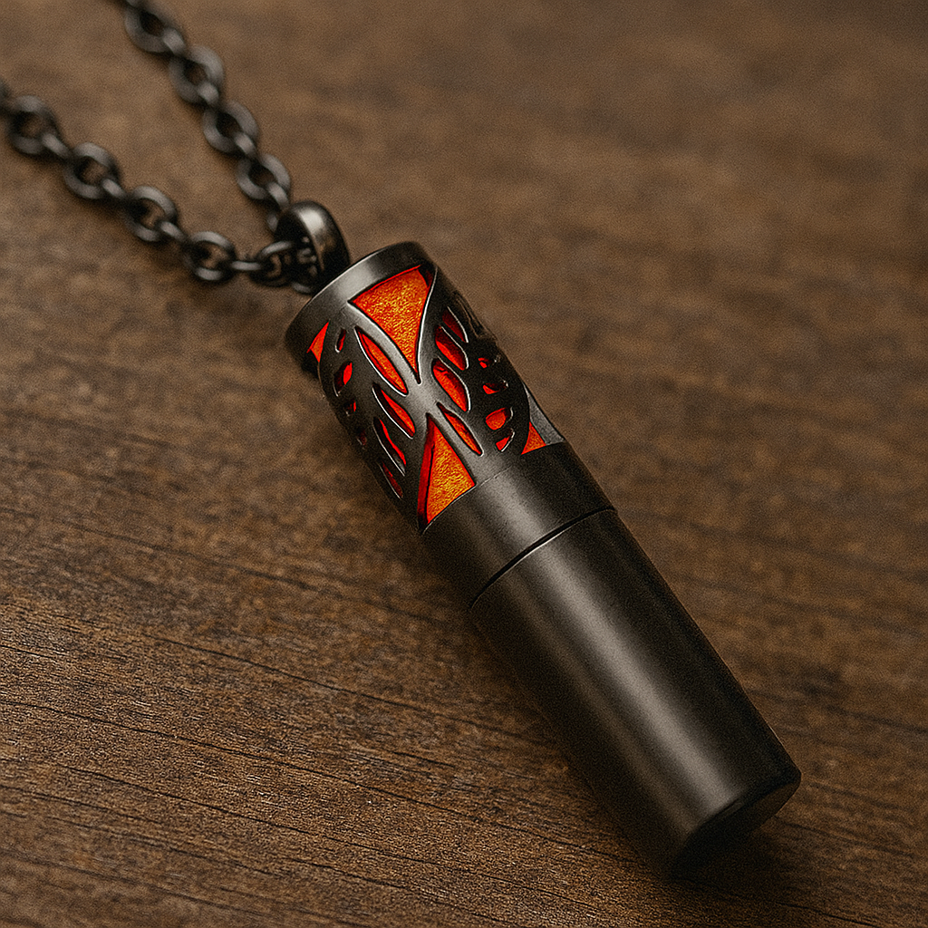 Aromatherapy Black Stainless Steel Locket Necklace – Diffuser Jewelry for Men & Women
