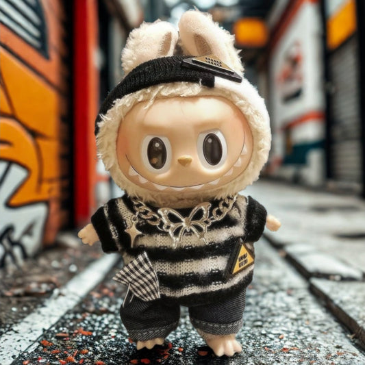 Labubu Doll Streetwear Outfit 21 – Urban Gothic Costume for City Walk