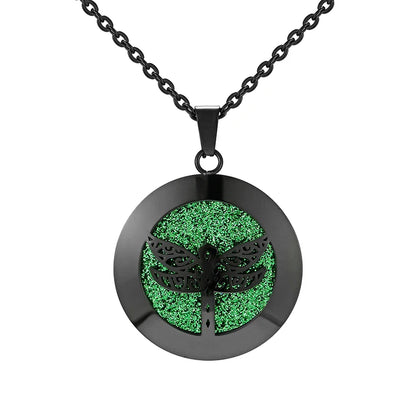 Aromatherapy Black Stainless Steel Pendant Necklace – Diffuser Jewelry for Men & Women