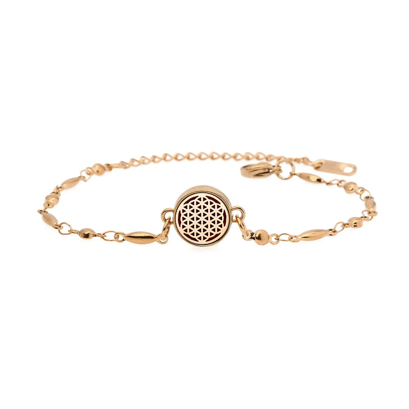 Aromatherapy Rose Gold Stainless Steel Locket Bracelet – Diffuser Jewelry for Men & Women