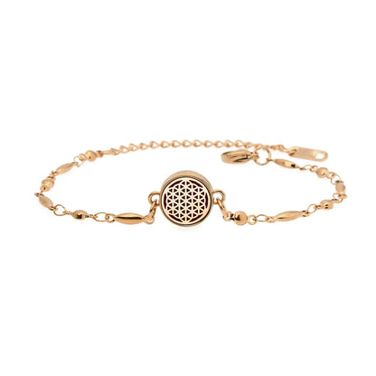 Aromatherapy Rose Gold Stainless Steel Locket Bracelet – Diffuser Jewelry for Men & Women