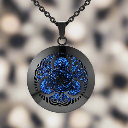 Aromatherapy Black Stainless Steel Pendant Necklace – Diffuser Jewelry for Men & Women
