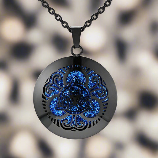 Aromatherapy Black Stainless Steel Pendant Necklace – Diffuser Jewelry for Men & Women