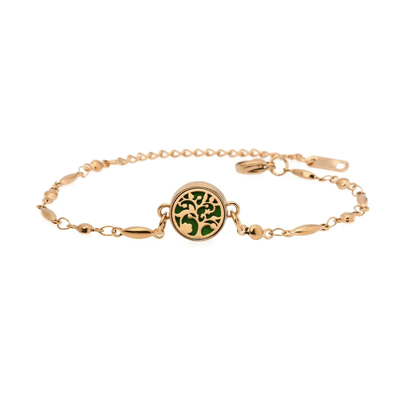 Aromatherapy Rose Gold Stainless Steel Locket Bracelet – Diffuser Jewelry for Men & Women