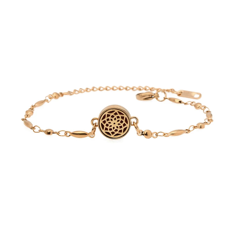 Aromatherapy Rose Gold Stainless Steel Locket Bracelet – Diffuser Jewelry for Men & Women