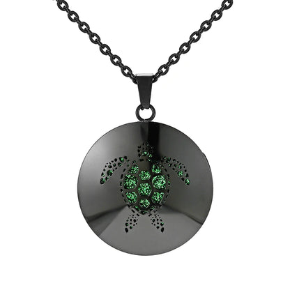 Aromatherapy Black Stainless Steel Pendant Necklace – Diffuser Jewelry for Men & Women