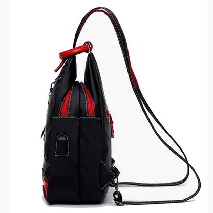 Versatile Retro Leaf Print Backpack – Women's Large Nylon City Bag