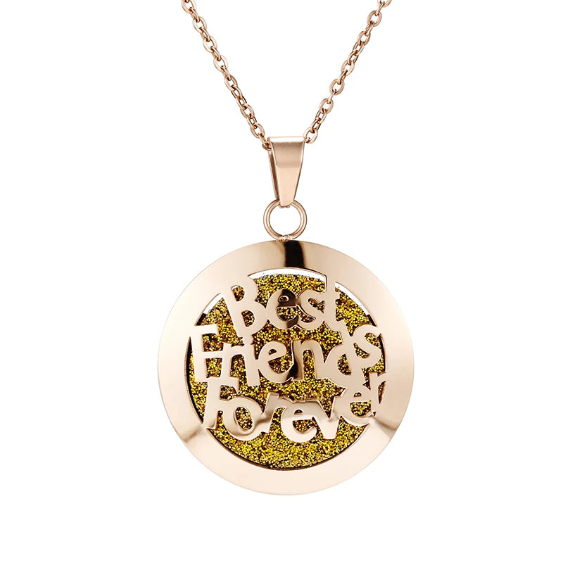 Aromatherapy Rose Gold Stainless Steel Pendant Necklace – Diffuser Jewelry for Men & Women