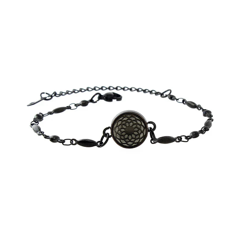 12Mm Blcak Color Stainless Steel Aromatherapy Bracelet Perfume Essential Oil Jewelry Small Mini Sweet Titanium Steel Bracelet