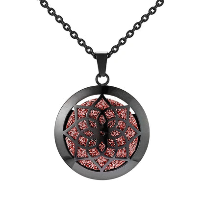 Aromatherapy Black Stainless Steel Pendant Necklace – Diffuser Jewelry for Men & Women