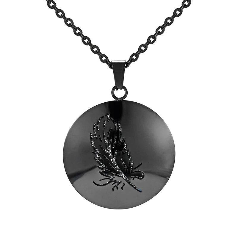 Aromatherapy Black Stainless Steel Pendant Necklace – Diffuser Jewelry for Men & Women