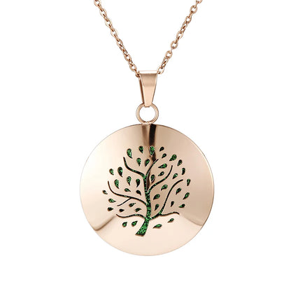 Aromatherapy Rose Gold Stainless Steel Pendant Necklace – Diffuser Jewelry for Men & Women