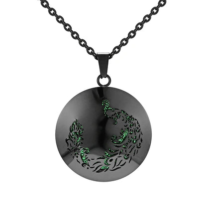 Aromatherapy Black Stainless Steel Pendant Necklace – Diffuser Jewelry for Men & Women