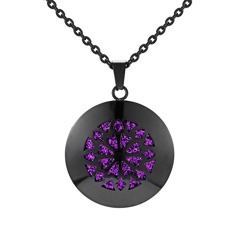 Aromatherapy Black Stainless Steel Pendant Necklace – Diffuser Jewelry for Men & Women