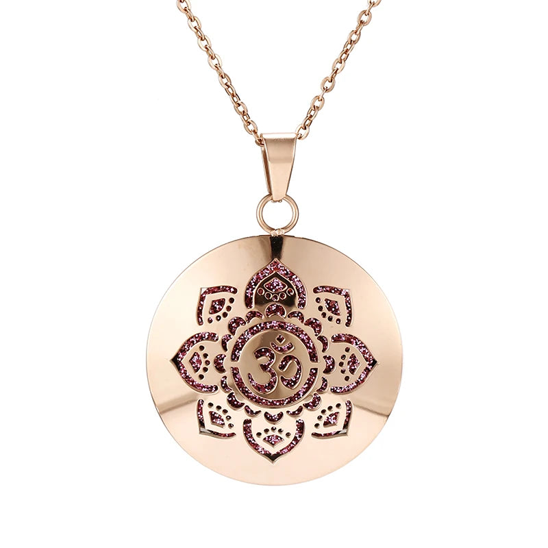 Aromatherapy Rose Gold Stainless Steel Pendant Necklace – Diffuser Jewelry for Men & Women