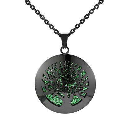 Aromatherapy Black Stainless Steel Pendant Necklace – Diffuser Jewelry for Men & Women