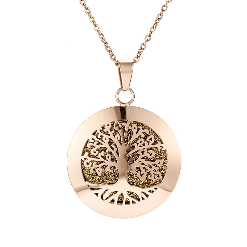 Aromatherapy Rose Gold Stainless Steel Pendant Necklace – Diffuser Jewelry for Men & Women
