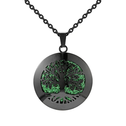 Aromatherapy Black Stainless Steel Pendant Necklace – Diffuser Jewelry for Men & Women