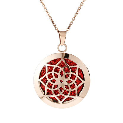 Aromatherapy Rose Gold Stainless Steel Pendant Necklace – Diffuser Jewelry for Men & Women