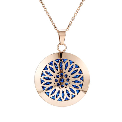 Aromatherapy Rose Gold Stainless Steel Pendant Necklace – Diffuser Jewelry for Men & Women
