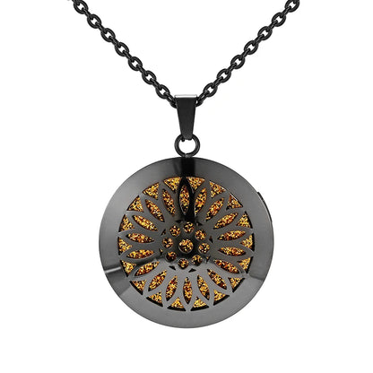 Aromatherapy Black Stainless Steel Pendant Necklace – Diffuser Jewelry for Men & Women