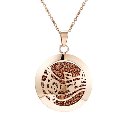 Aromatherapy Rose Gold Stainless Steel Pendant Necklace – Diffuser Jewelry for Men & Women