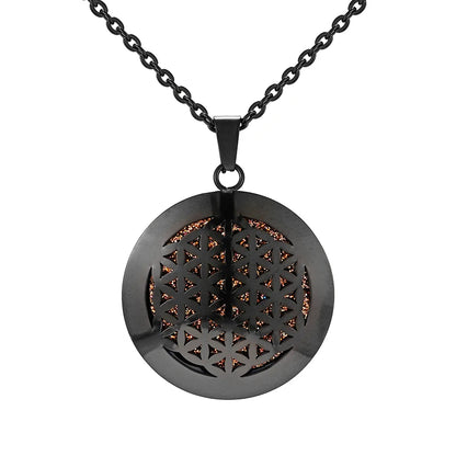 Aromatherapy Black Stainless Steel Pendant Necklace – Diffuser Jewelry for Men & Women