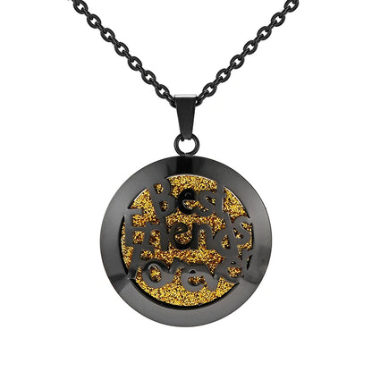 Aromatherapy Black Stainless Steel Pendant Necklace – Diffuser Jewelry for Men & Women