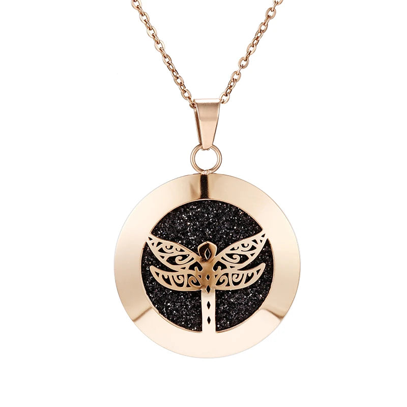 Aromatherapy Rose Gold Stainless Steel Pendant Necklace – Diffuser Jewelry for Men & Women