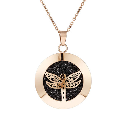 Aromatherapy Rose Gold Stainless Steel Pendant Necklace – Diffuser Jewelry for Men & Women