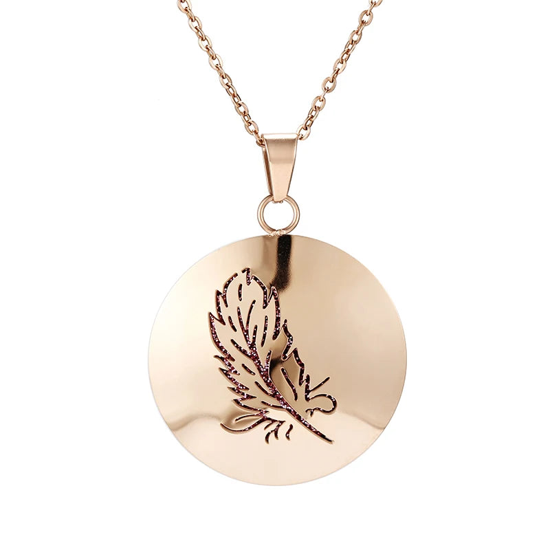 Aromatherapy Rose Gold Stainless Steel Pendant Necklace – Diffuser Jewelry for Men & Women